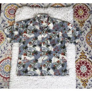 Columbia Mens Hawaiian Shirt Lg Short Sleeves Button Up Pocket 100% Cotton